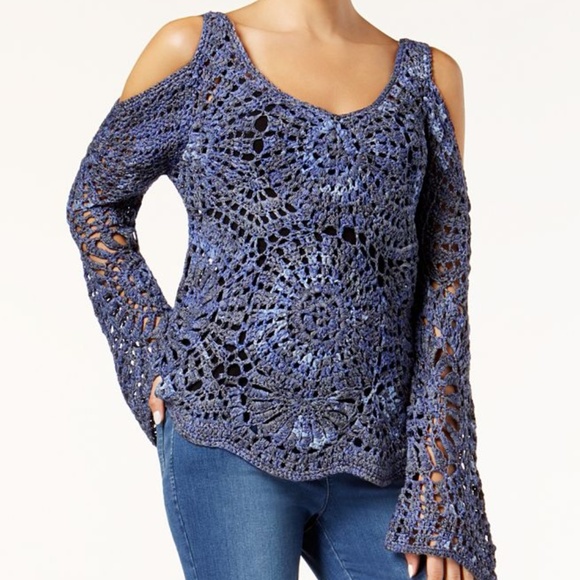 INC International Concepts Sweaters - INC Ombre Crocheted Cold Shoulder Sweater